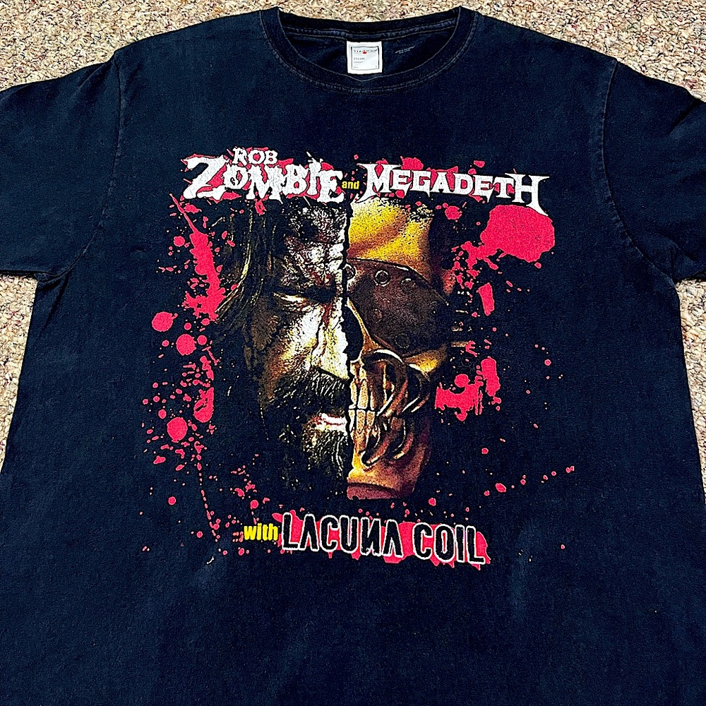 🎸 '12 Rob Zombie White Zombie W/ Megadeth & Lacuna Coil Parking Lot Tour Tee